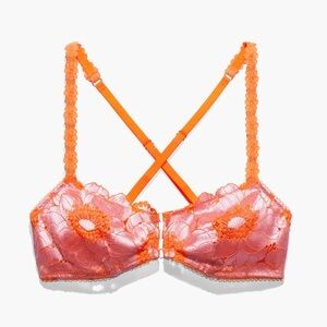 Savage X Fenty Vibrant Orange Lace Bra- SMALL
